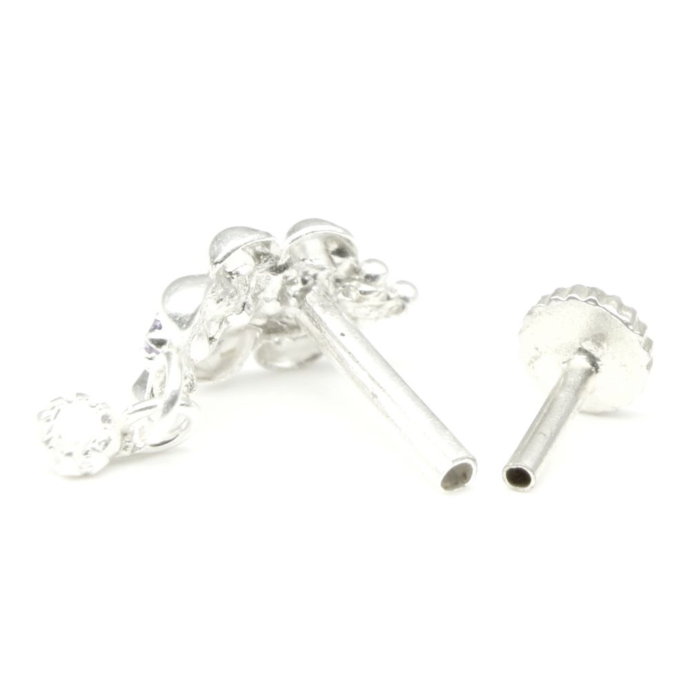 Silver Nose Pin for women with Push pin