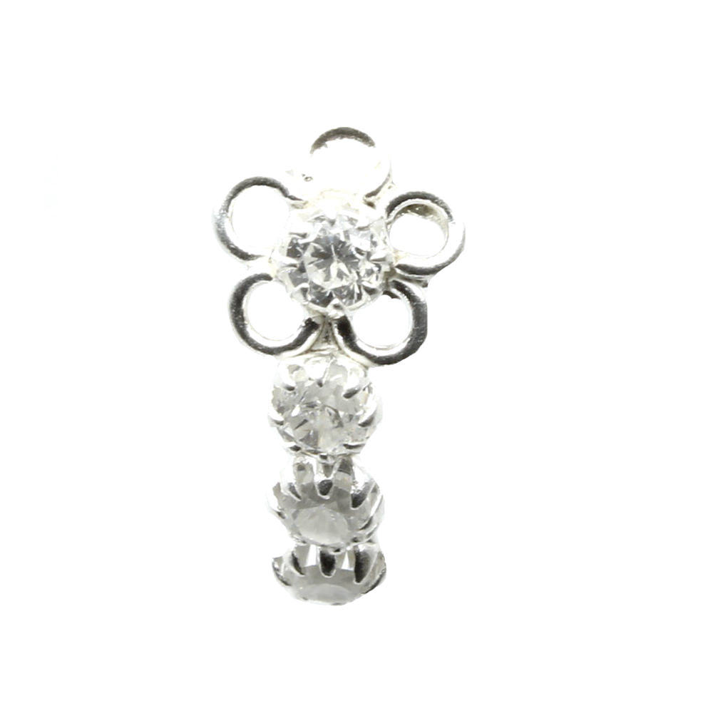 Vertical Style Real 925 Silver White CZ Nath for women