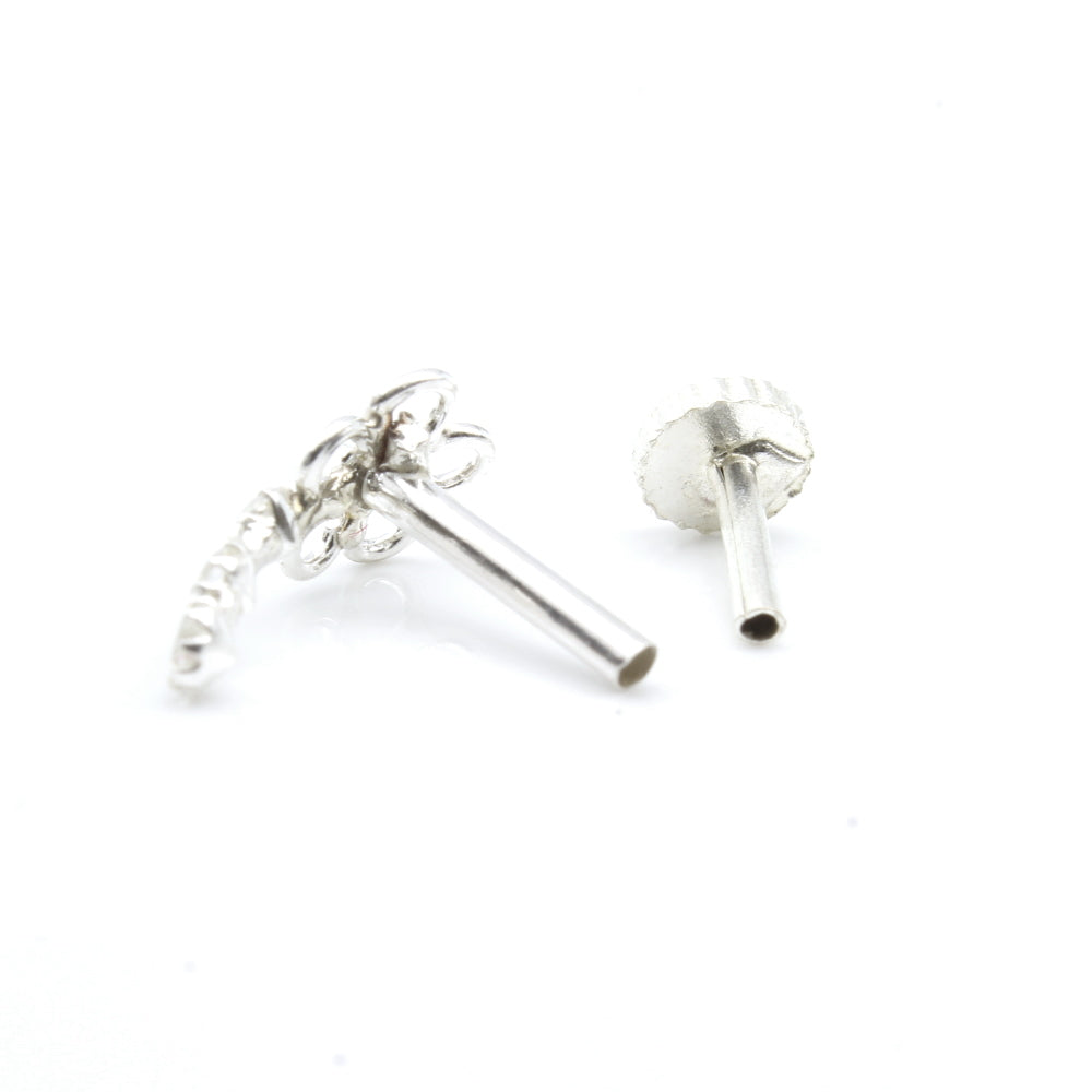 Silver Nose Pin for women with Push pin 