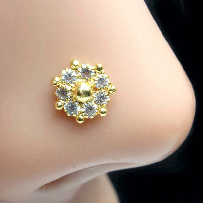 Cute Floral Style 22g Gold Plated Twisted Nose Stud