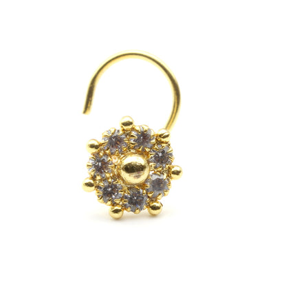 Cute Floral Style 22g Gold Plated Twisted Nose Stud