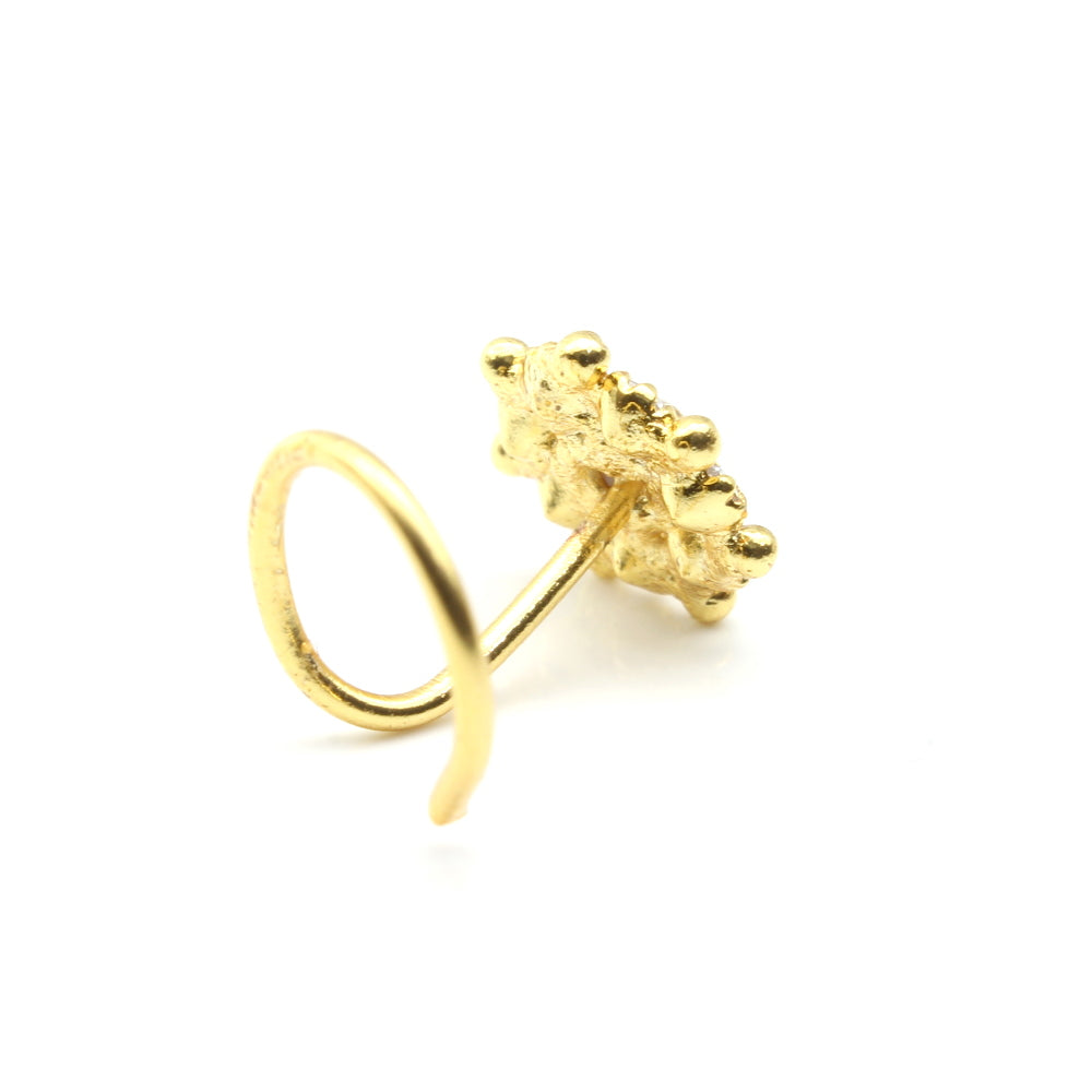 Cute Floral Style 22g Gold Plated Twisted Nose Stud