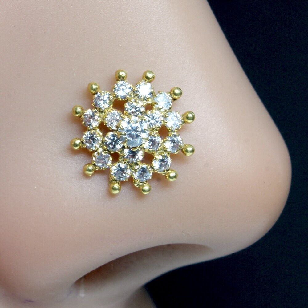 Large Nose Pins Nose Ring For Broad Nose Big Gold Plated Nose Stud
