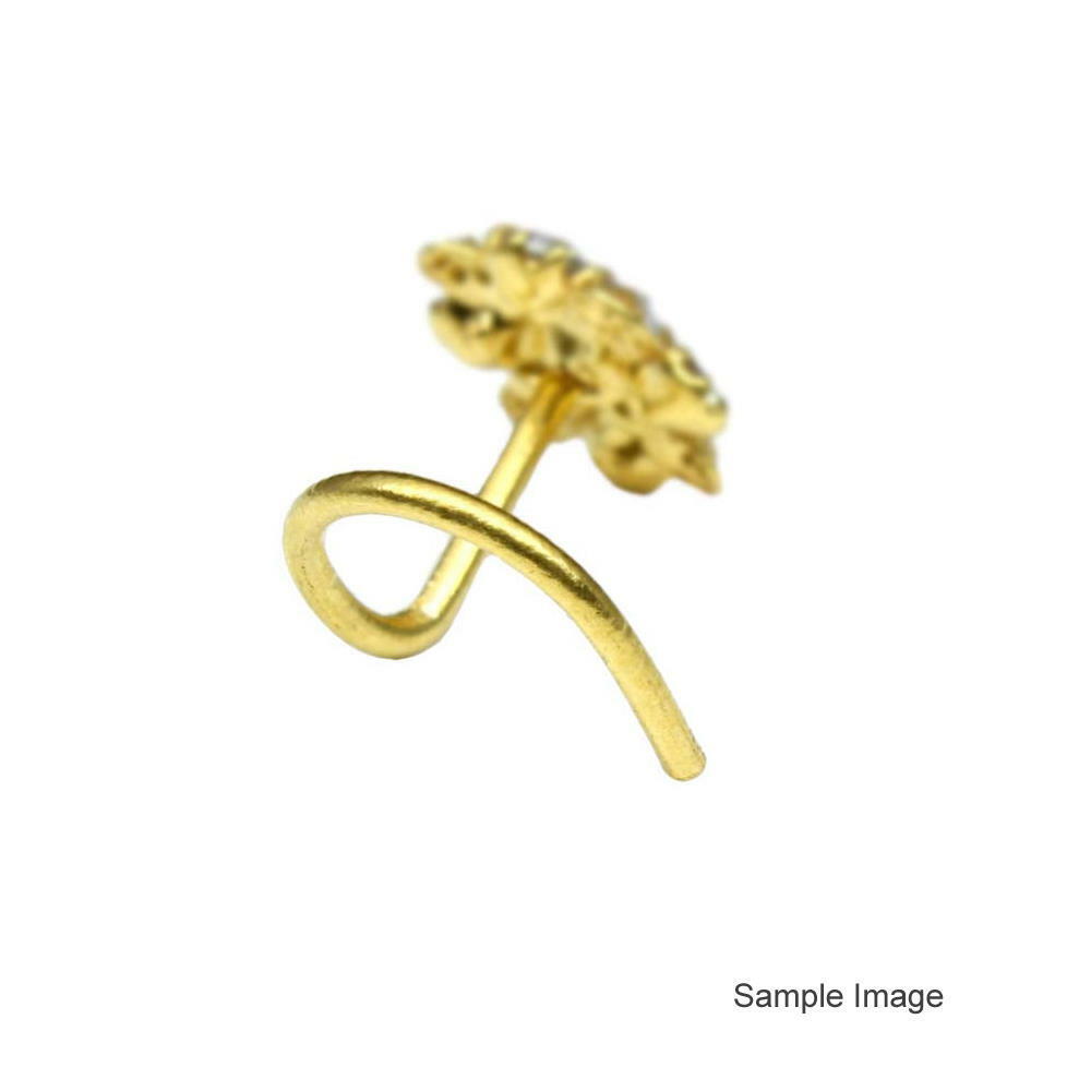 Floral Gold Plated Nose Stud White CZ L Bend nose ring 22g