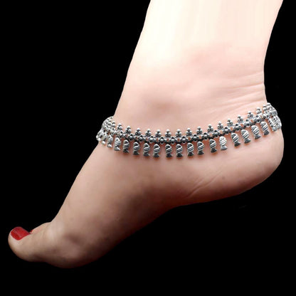 Indian Bridal Style Real Oxidized 925 Silver Women Anklets Ankle 10.8"