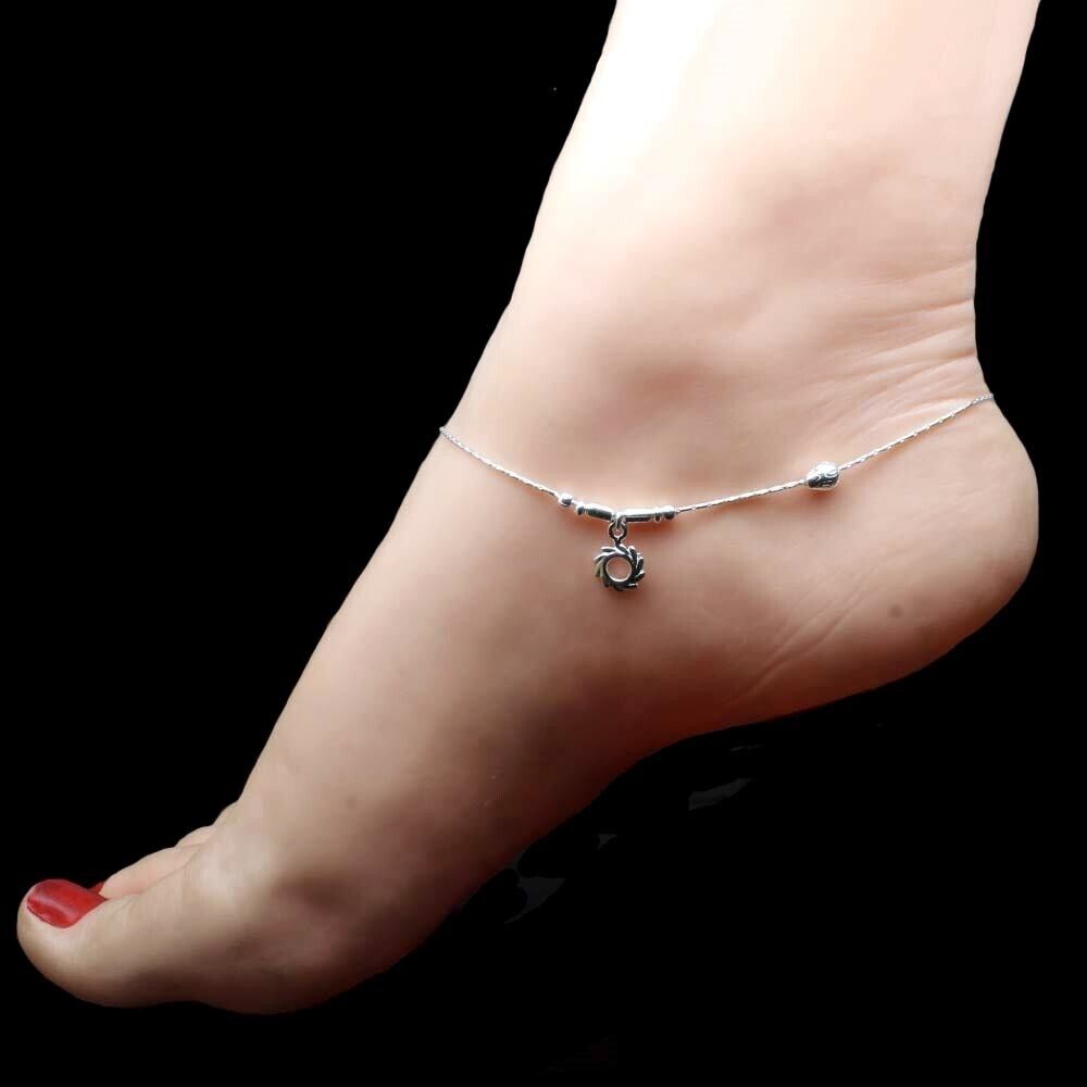 women 925 Real Sterling Silver Anklets Ankle Bracelet 10.5"