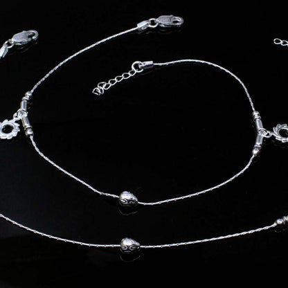 women 925 Real Sterling Silver Anklets Ankle Bracelet 10.5"