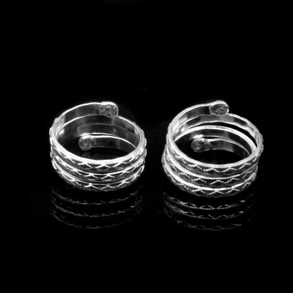 Ethnic Style Real 925 Silver Indian Women Toe Ring Pair