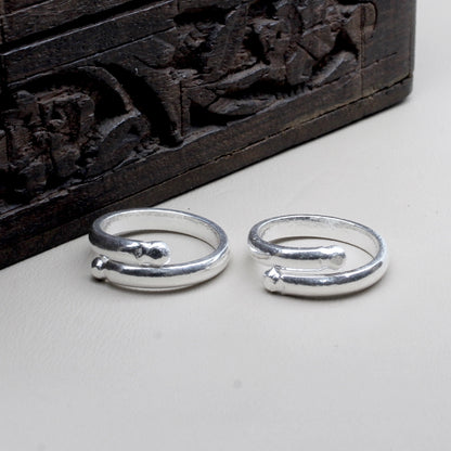 Cute Real Solid Silver Toe Rings Indian Handmade bichia Pair toe ring