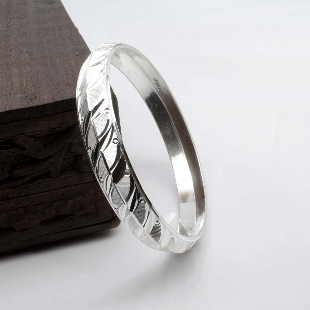 Indian Real 990 Sterling Silver Men's Bangle