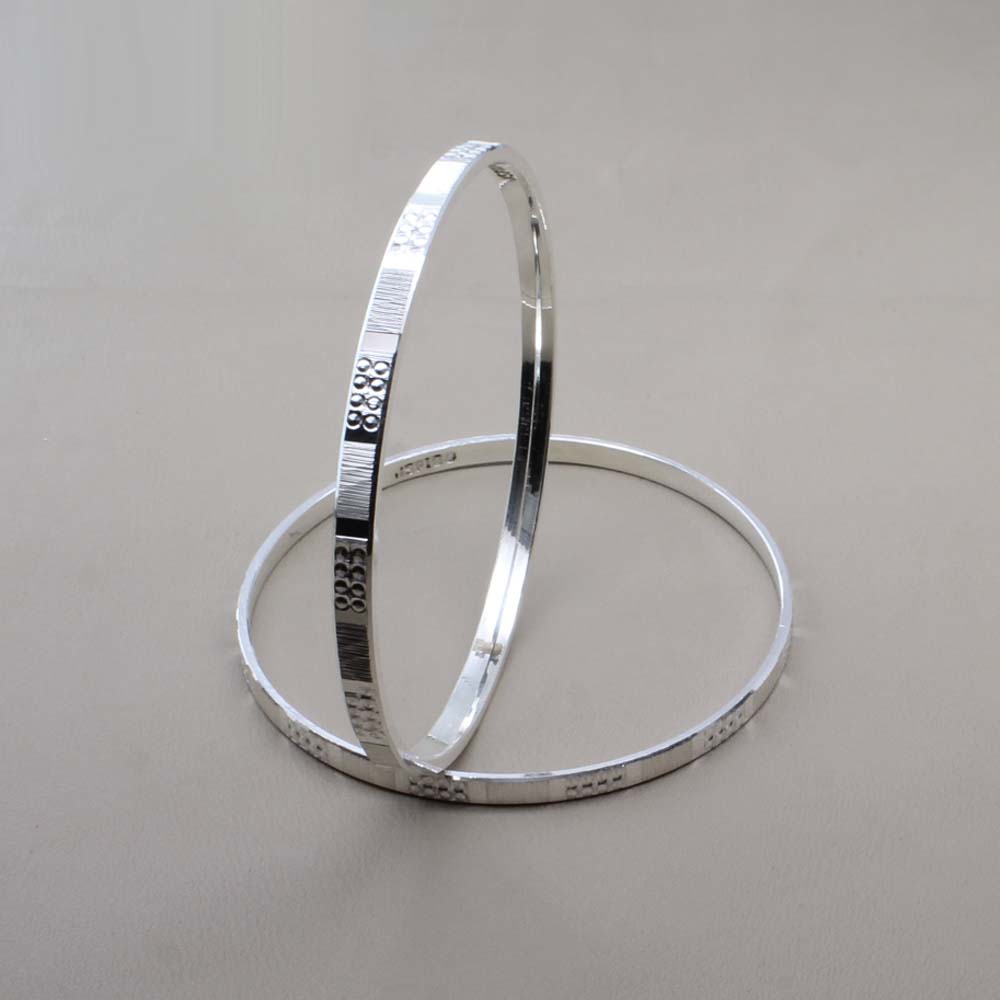 Sterling 990 Silver Women Bangles Bracelet (Kangan)-Pair