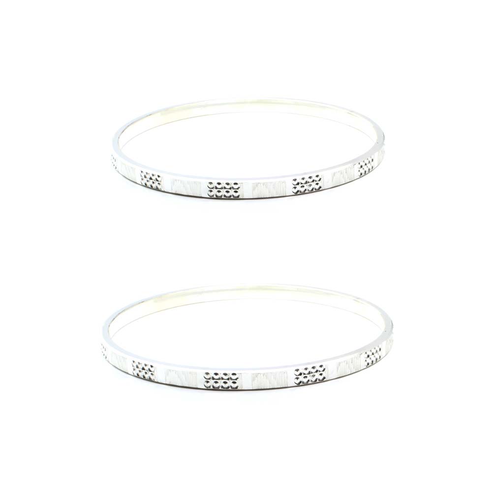 Sterling 990 Silver Women Bangles Bracelet (Kangan)-Pair