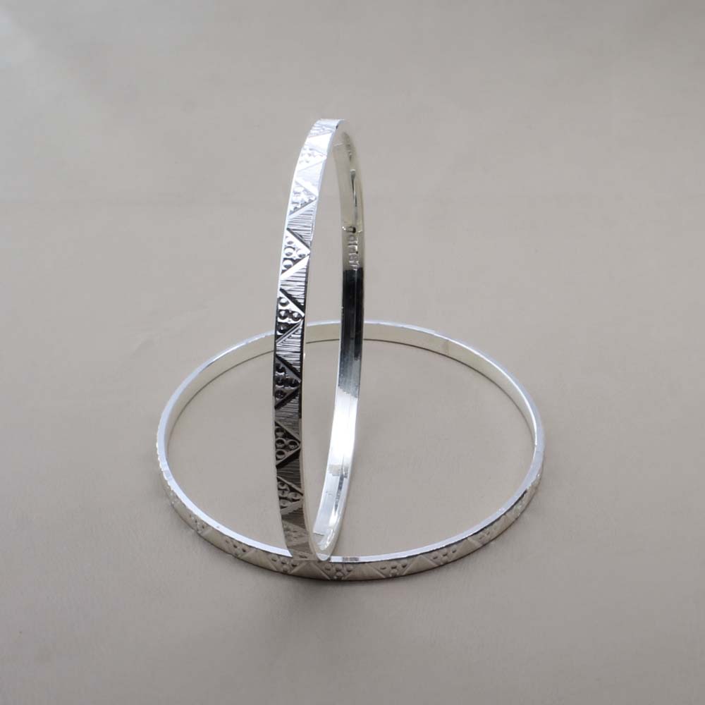 Real 990 Silver Women Bangles Bracelet (Kangan)-Pair