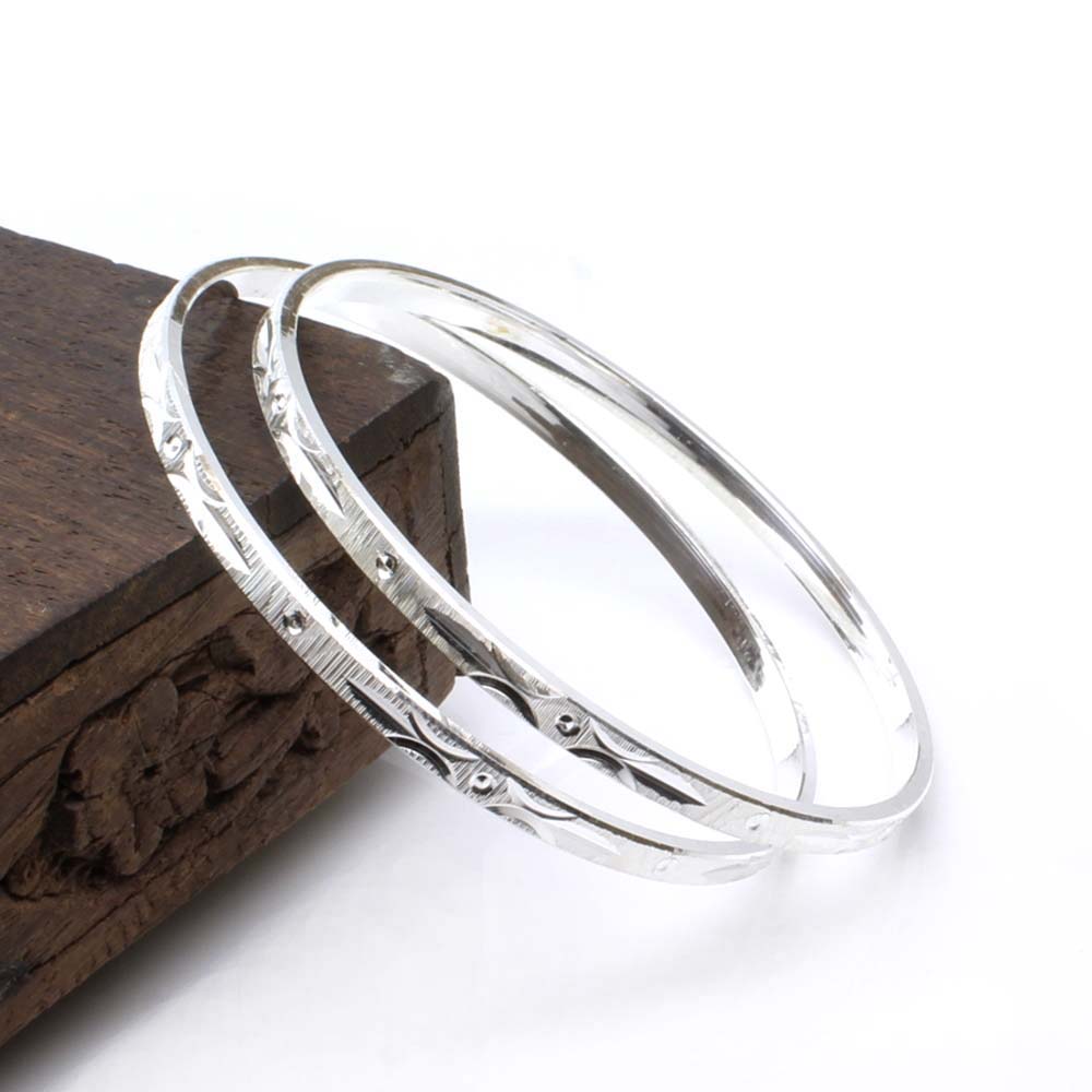 Beautiful Women 990 Real Solid Silver Bangles Bracelet (Kangan)-Pair