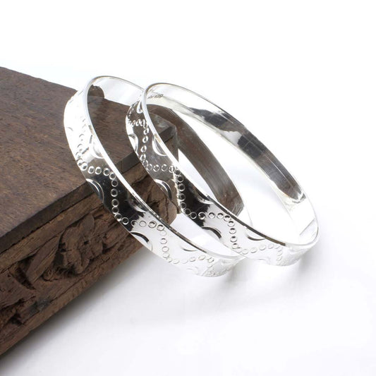 Cute Real Silver Bangles Bracelet (Kangan) Pair