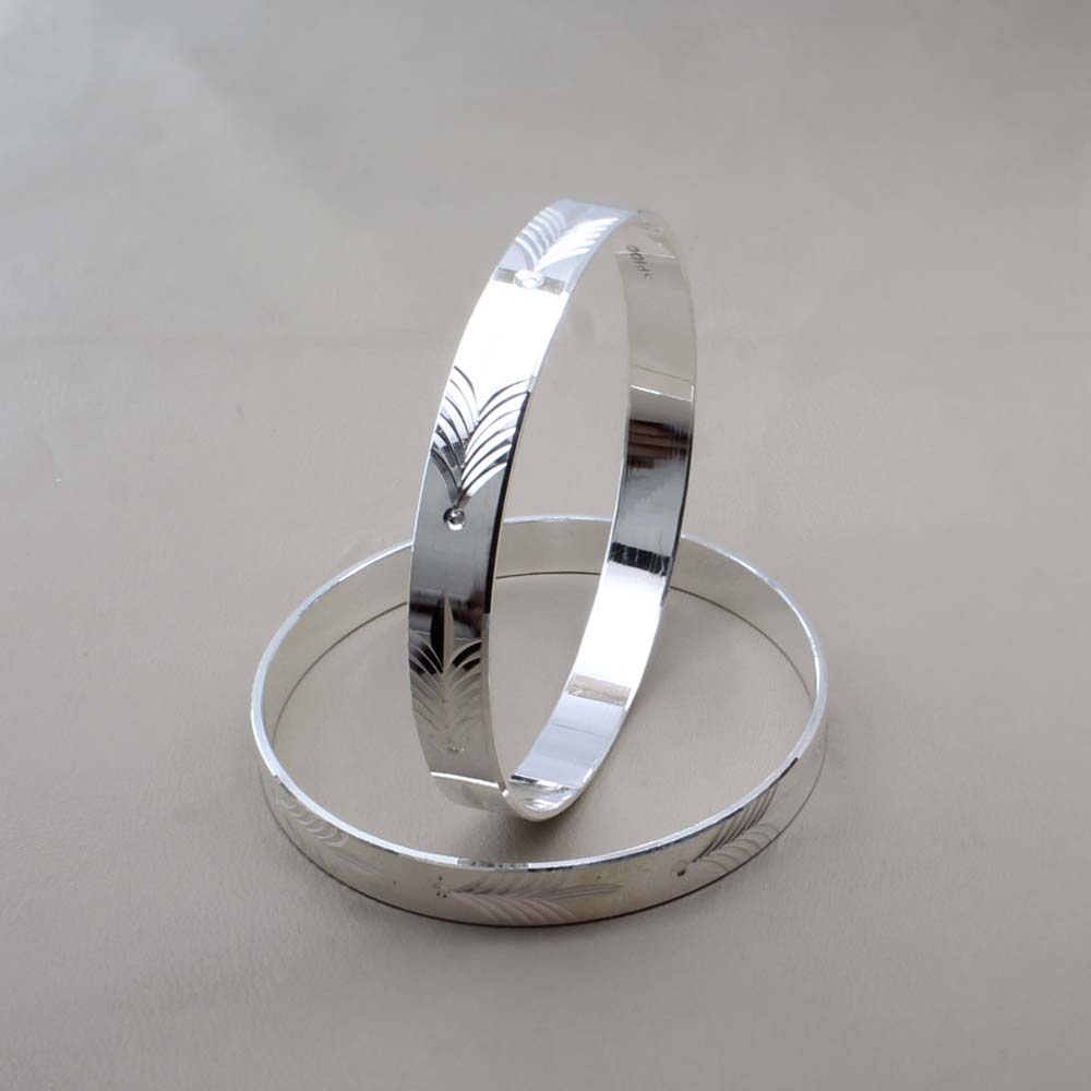 Beautiful Indian Women Real Silver Bangles Bracelet (Kangan) Pair