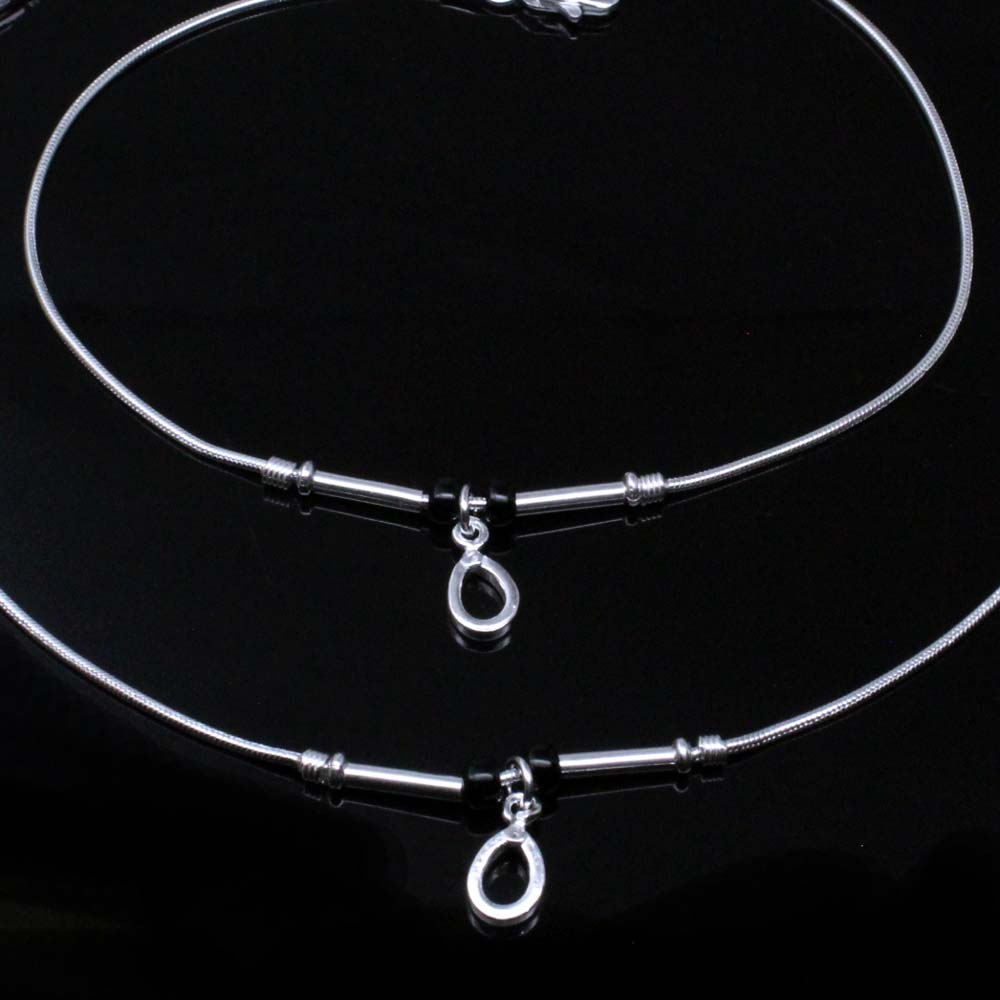 Beautiful 925 Sterling Silver Indian Women Anklets Ankle Bracelet Pair 10.5"