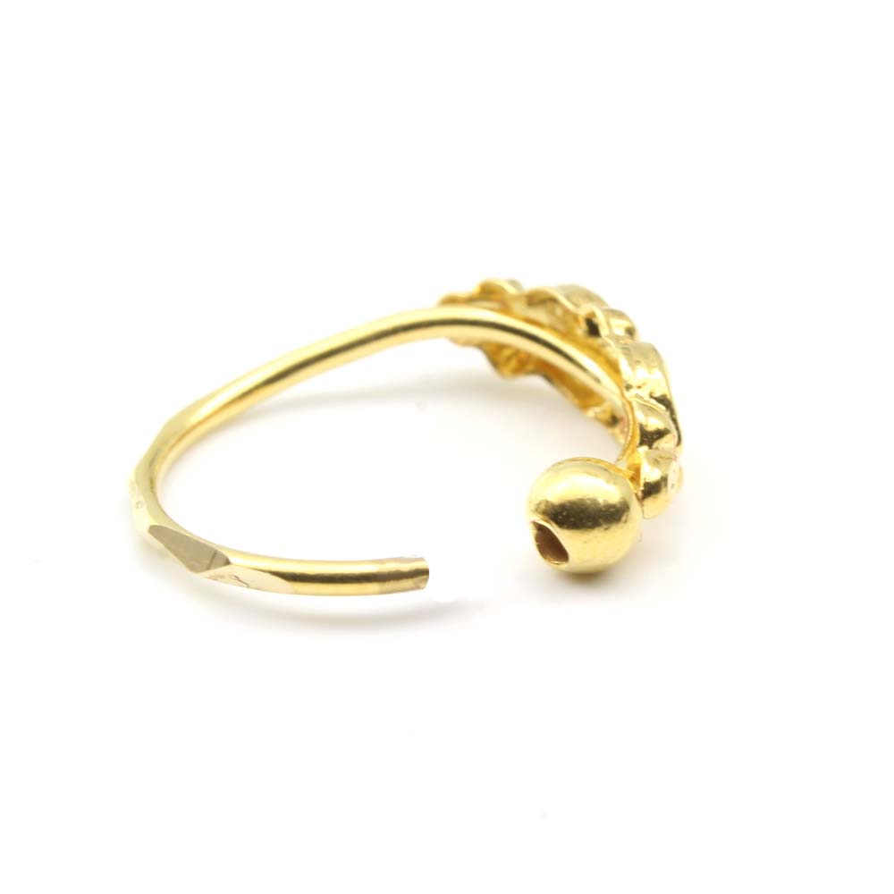Indian Style 14K Real Gold Nath Nose Hoop Ring for women