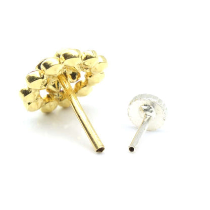 Cute Floral Real Gold 14K Nose stud WIith push pin