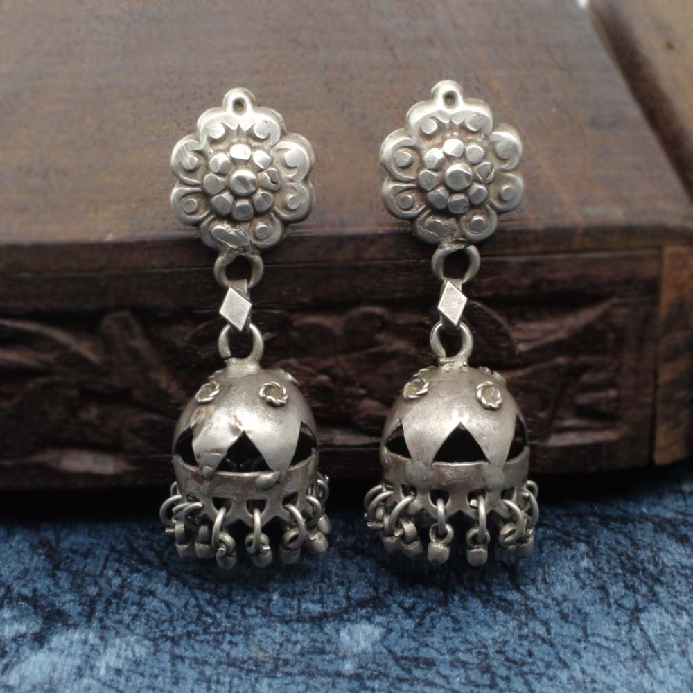 Hanging Silver Jhumki Earrings