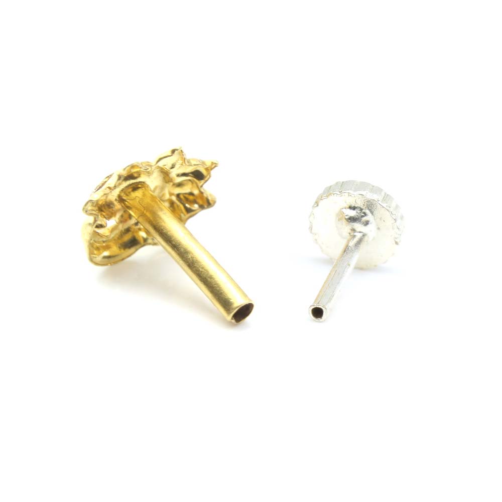 al 14k Gold Indian Women Nose Stud WIith Push Pin