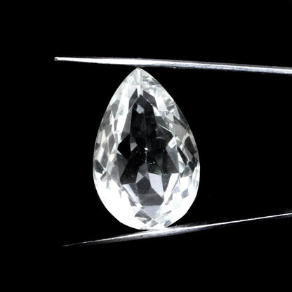 25.6Ct Natural Clear Crystal Quartz Pear Faceted Fine Gemstone