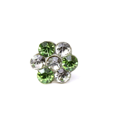 Silver Plated Green white Nose stud push pin