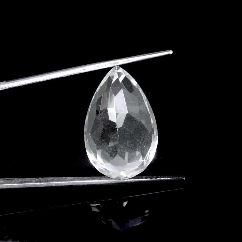 34.4Ct Natural Clear Crystal Quartz Pear Faceted Fine Gemstone