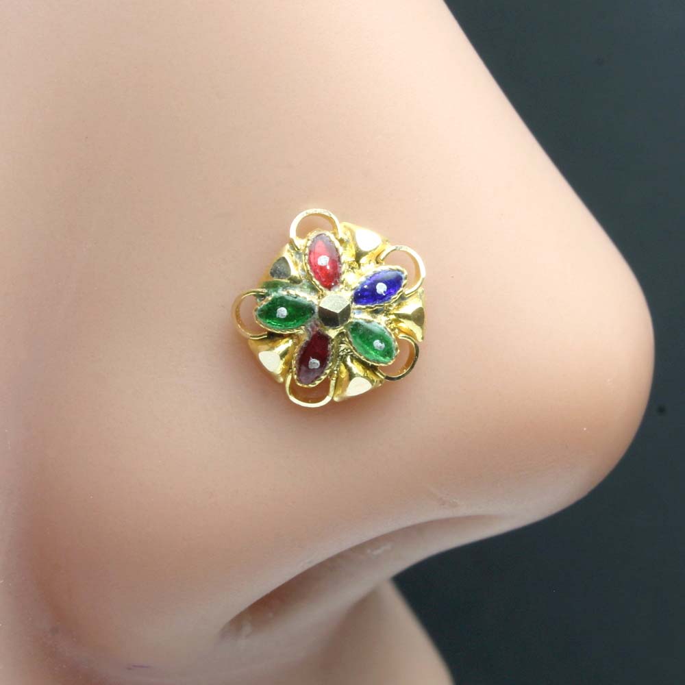 14k Real Gold Nose Ring Cute Ethnic Style