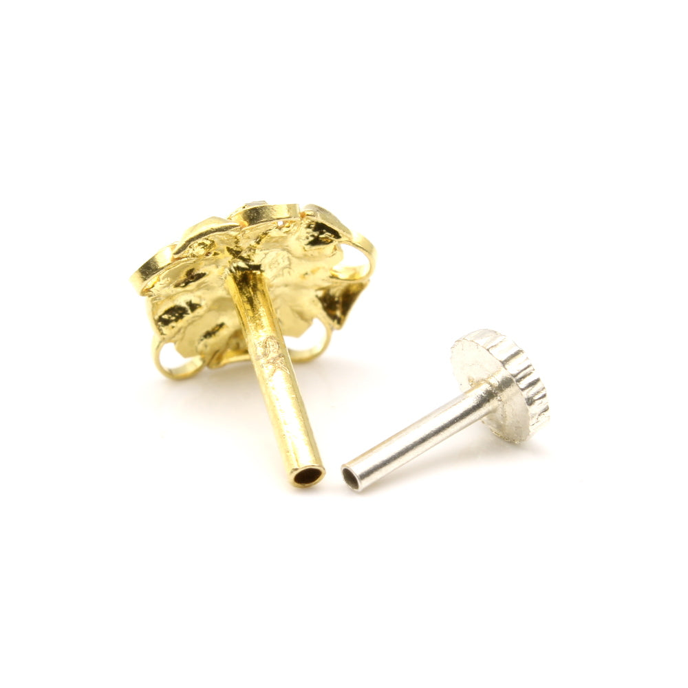 14k Real Gold Nose Ring with Push Pin