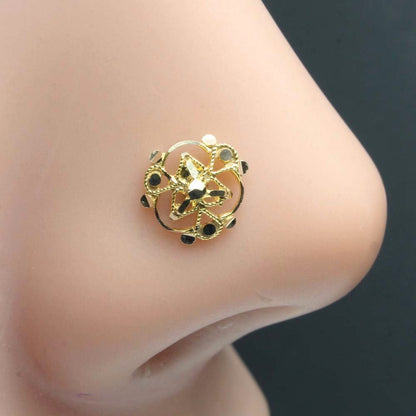 14K Real Gold Floral Nath  Indian Style