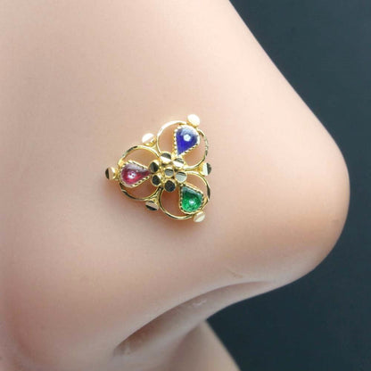 Traditionally Real Solid Gold 14K Indian nose Stud