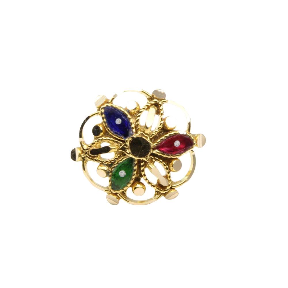 14k Real gold nose ring with pink green and blue color for women