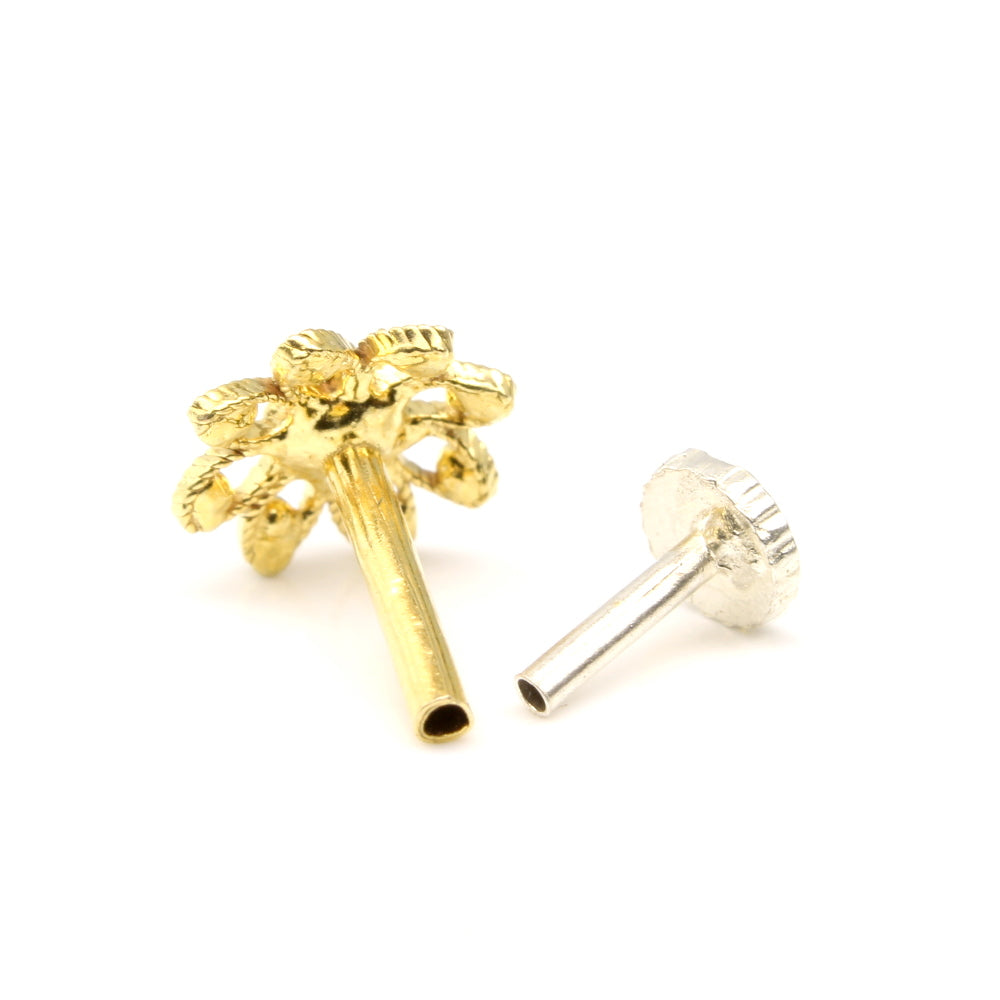 14K Gold Nose Stud Indian with Push Pin