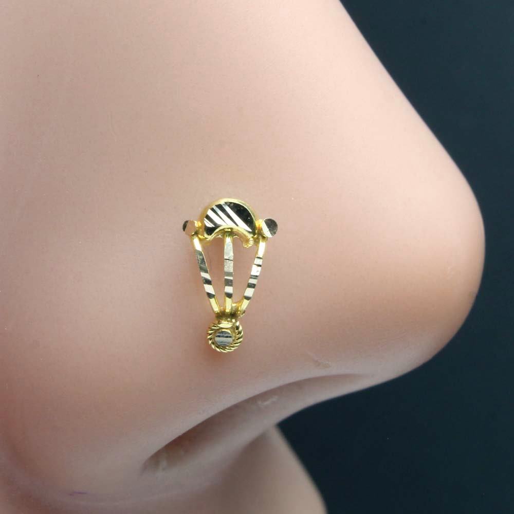 Indian Vertical Style 14k Real Gold women Nose Ring Nose Stud