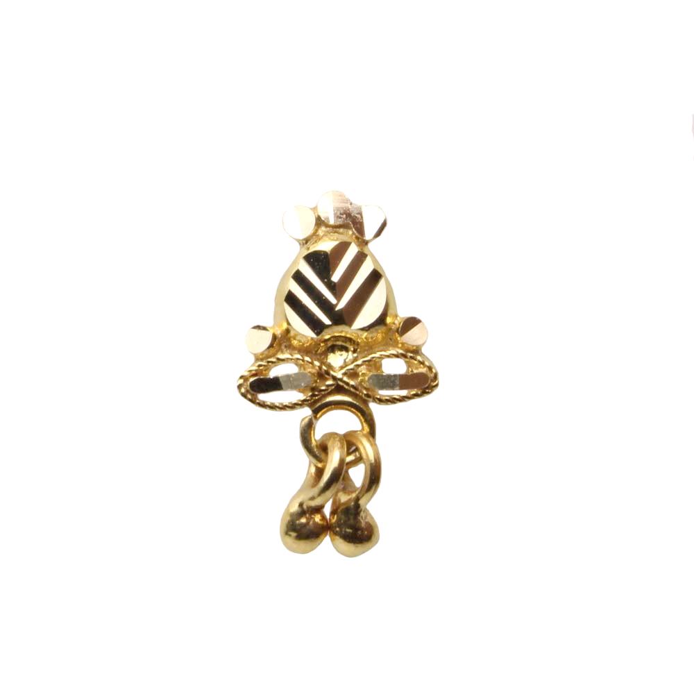 Indian Style 14K Pure Gold Nose Stud Women Push pin Nose stud