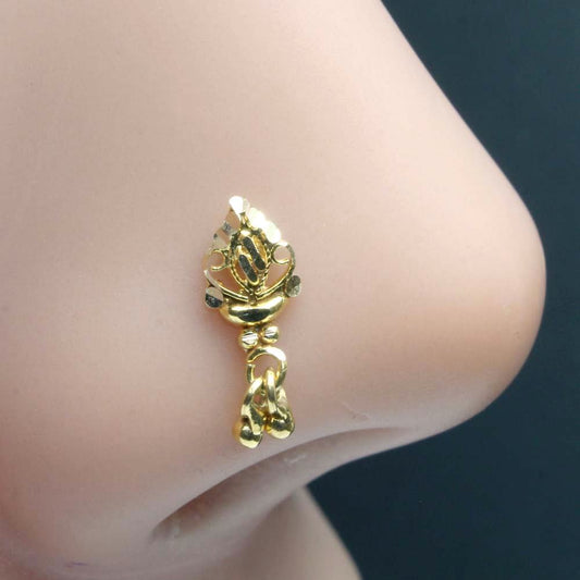 Cute Dangle Style 14k Real Gold Nose Ring Nose Stud Push Pin