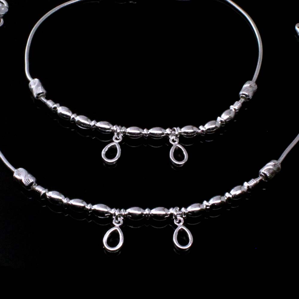 Cute Beach Wear Real Silver Anklets Ankle foot Bracelet Pair 10.3"