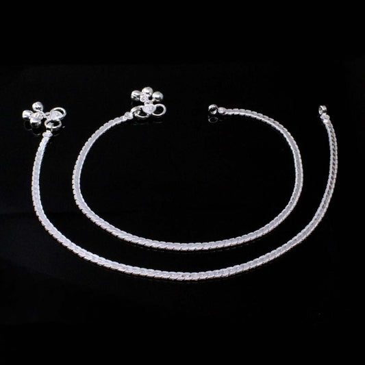 Real Silver Anklets for women Ankle (Pajeb) Bracelet Pair 10.6"
