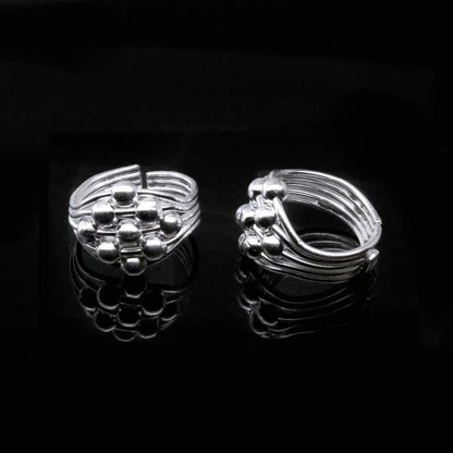 Bridal Real 925 Silver Women Toe Ring Pair