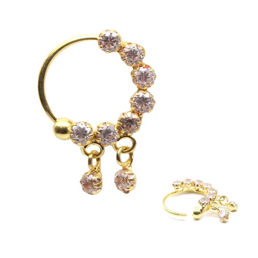 18K Pure Gold Women Left Nose rings 22g