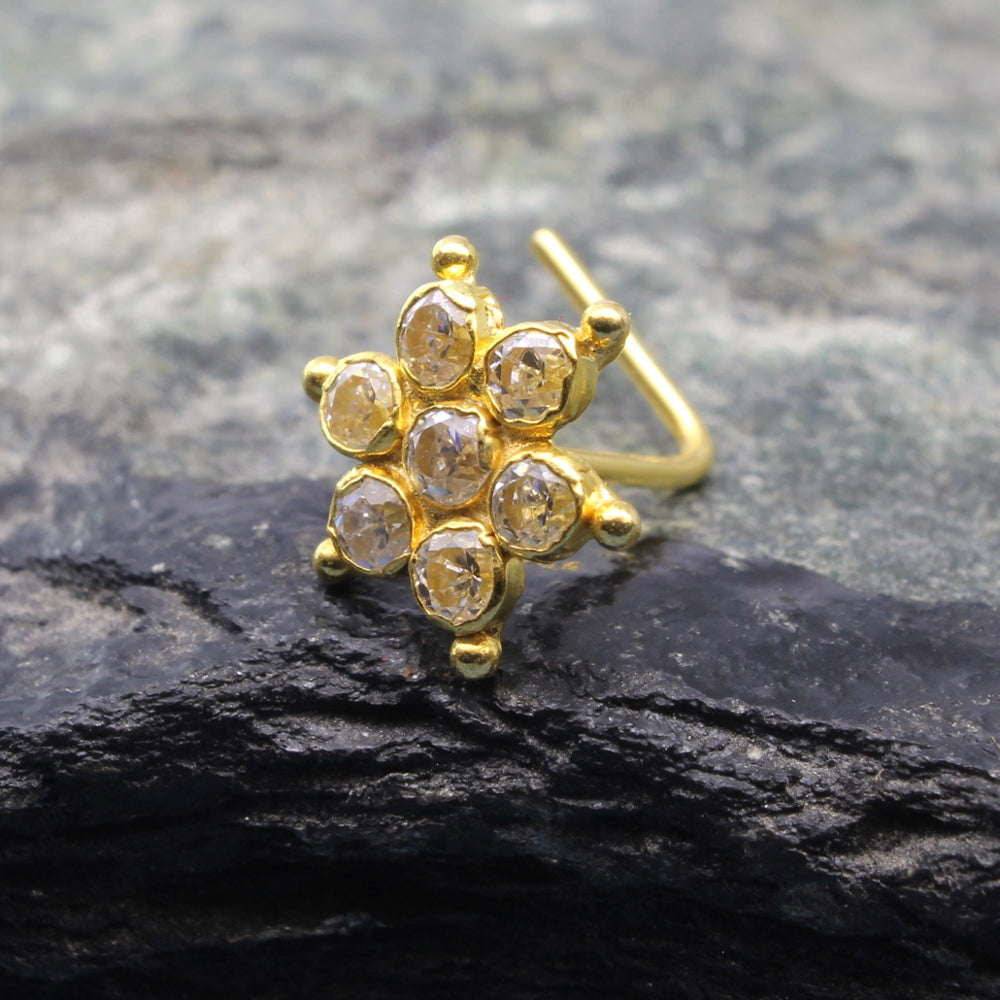 14k Gold Thin Nose Pin 14k Gold Thin Ring Nose Piercing 14K Solid