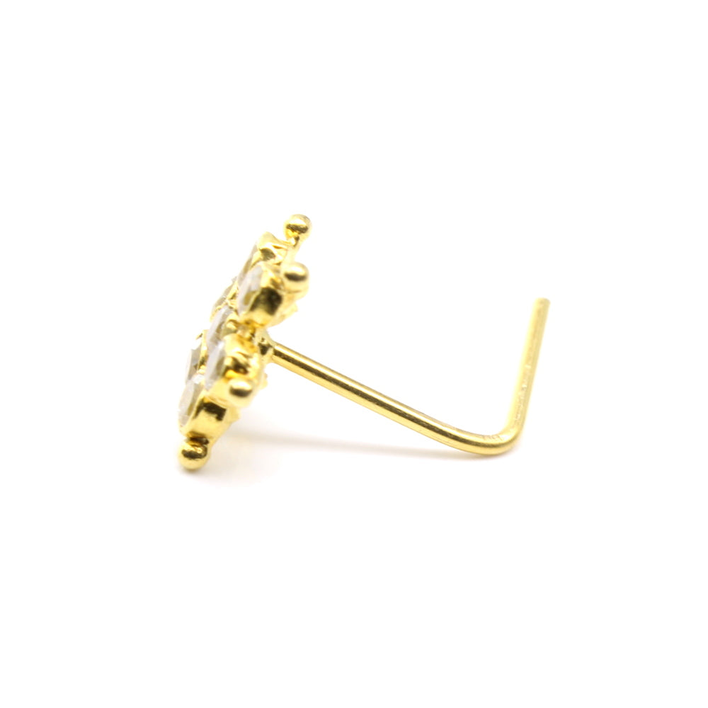  14K Real Gold Nose Stud L Shape 