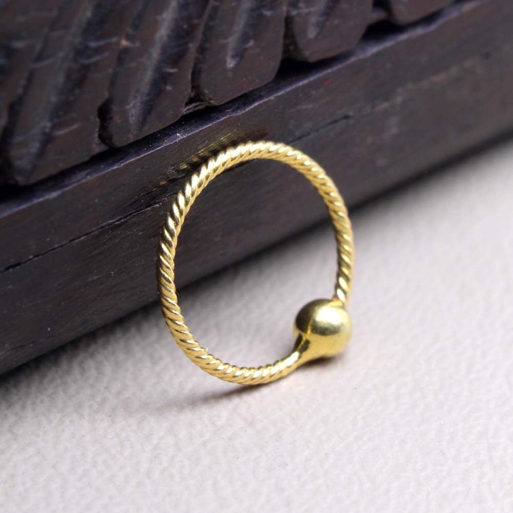 14K Real Gold Nath Solid Gold Nose Hoop Ring for women