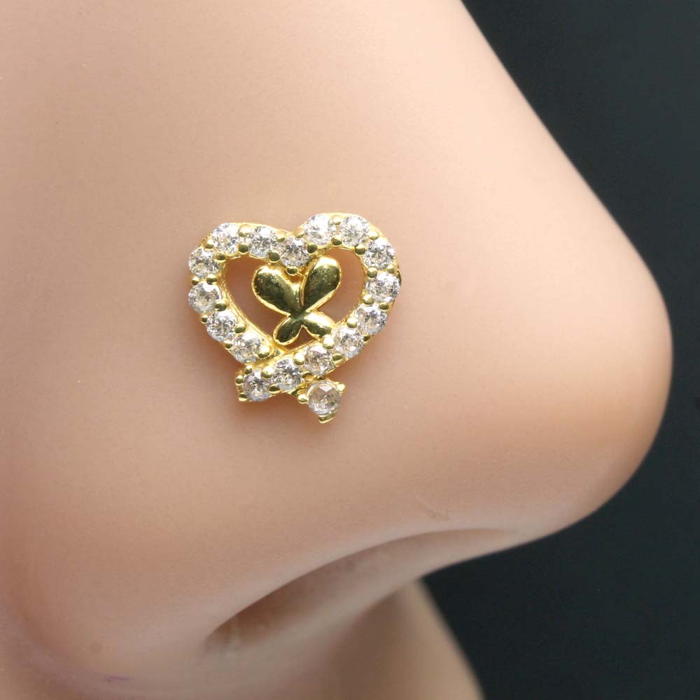  14k Real Gold Heart Style Nath