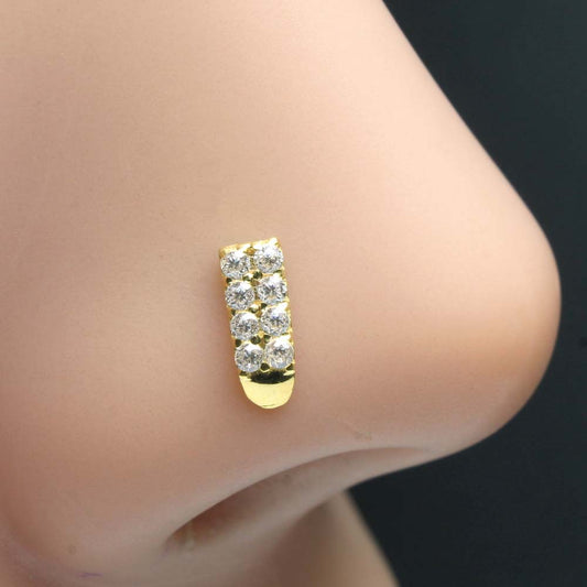 14k Real Gold CZ Ethnic Nath