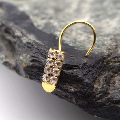 14K Real Gold Nose ring with shiny stone