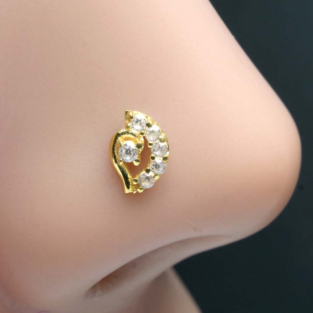  14k Real Gold CZ in Indian style