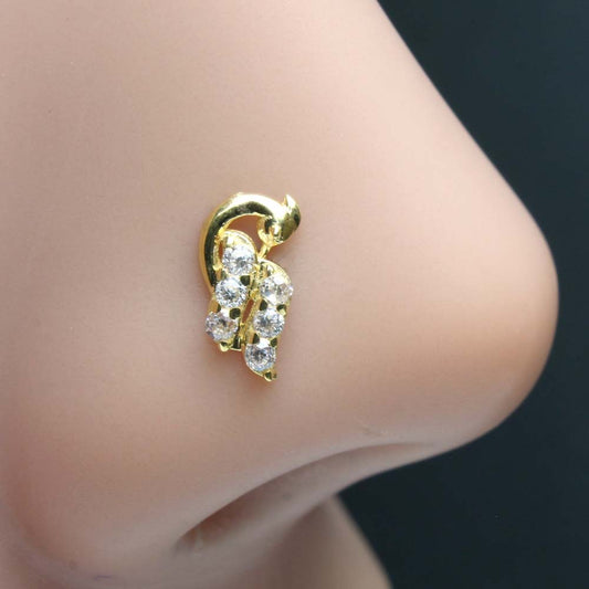 14k Real Gold CZ Nose Stud 