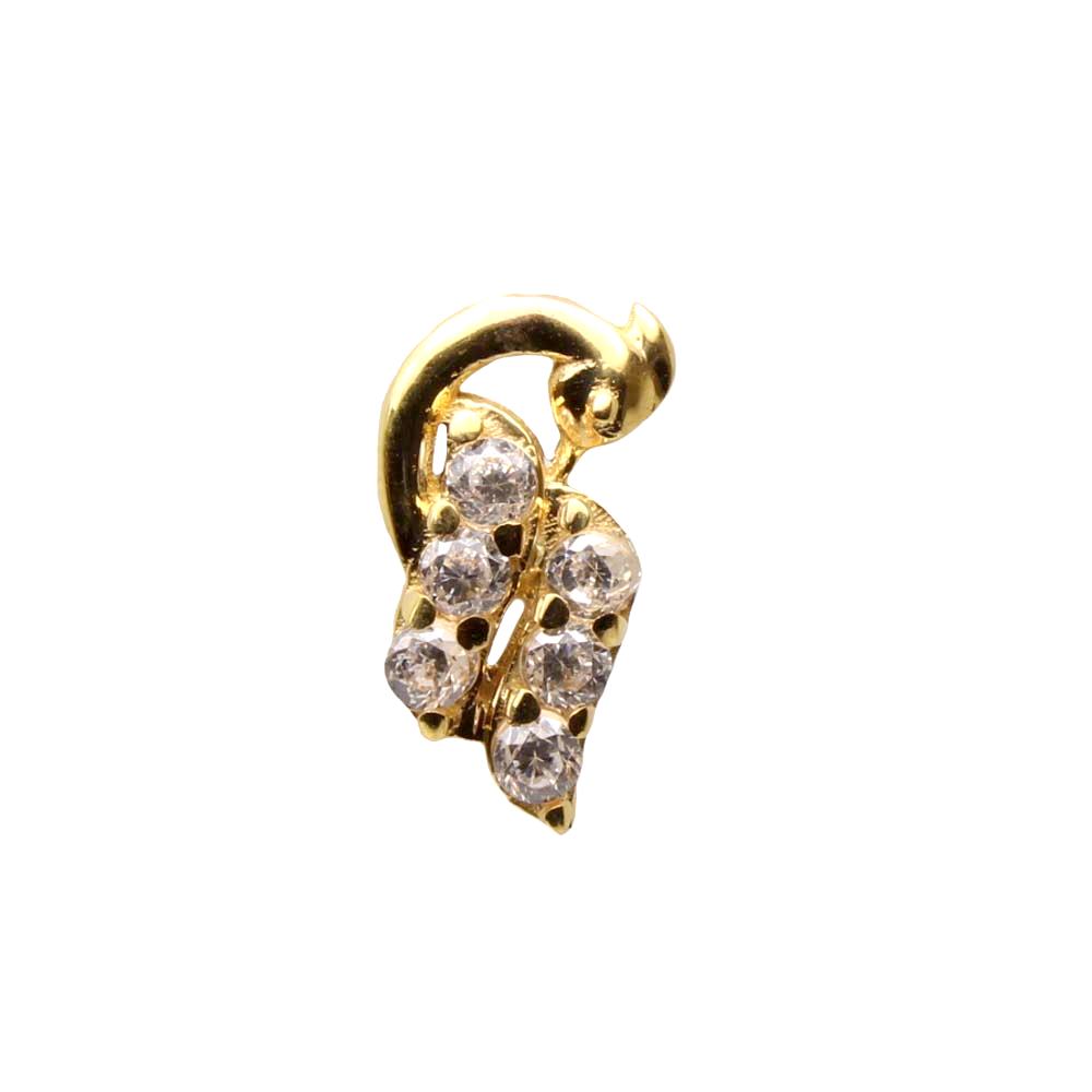 peacock style nose stud with stones 24g